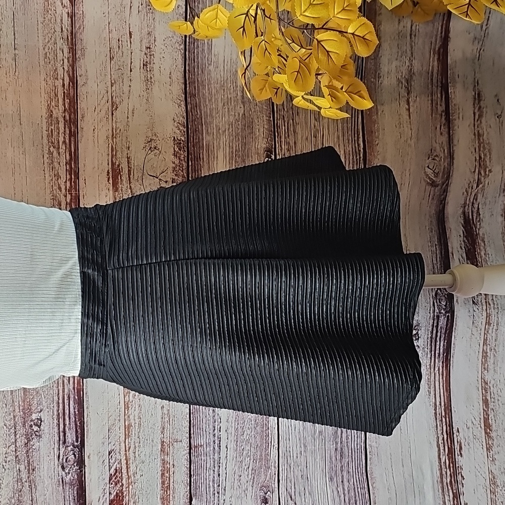 NEW CHARLOTTE RUSSSE BLACK TEXTURED PLEATED SKATER SWING SKIRT - Picture 4 of 7